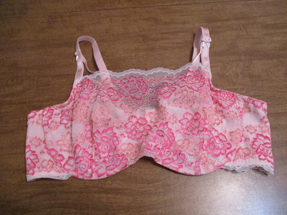TORRID BANDEAU MULTI WAY LACE PINK FLORAL UNDERWIRE BRA 44C